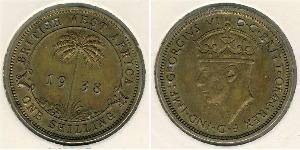 1 Shilling Africa occidentale britannica (1780 - 1960) Ottone Giorgio VI (1895-1952)