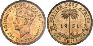 1 Shilling Africa occidentale britannica (1780 - 1960) Ottone Giorgio VI (1895-1952)