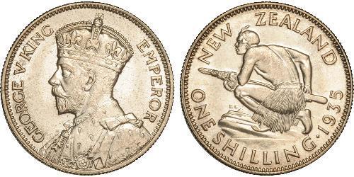 1 Shilling Nueva Zelanda Plata Jorge V (1865-1936)