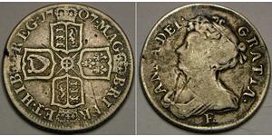 1 Shilling 大不列顛王國 (1707 - 1800) 銀 安妮 (英国女王) (1665-1714)