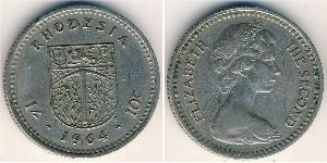 1 Shilling / 10 Cent Southern Rhodesia (1923-1980) Copper/Nickel Elizabeth II (1926-2022)