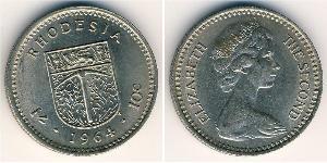 1 Shilling / 10 Cent Rodesia (1965 - 1979) Níquel/Cobre Isabel II (1926-2022)