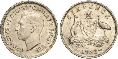 1 Sixpence Australia (1939 - ) Plata Jorge VI (1895-1952)