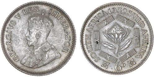 1 Sixpence Südafrika (1910 - ) Silber George V (1865-1936)