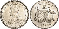 1 Sixpence Australia (1788 - 1939) Silver George V of the United Kingdom (1865-1936)