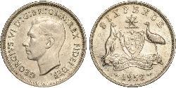 1 Sixpence Australia (1939 - ) Silver George VI (1895-1952)