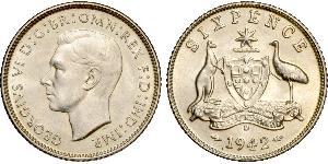 1 Sixpence Australia (1939 - ) Silver George VI (1895-1952)