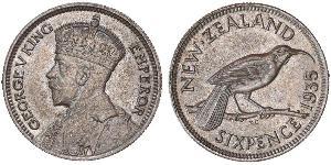 1 Sixpence New Zealand  George V of the United Kingdom (1865-1936)