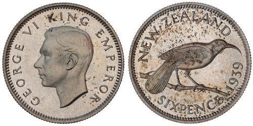 1 Sixpence New Zealand  George VI (1895-1952)