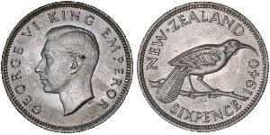 1 Sixpence Nouvelle-Zélande  George VI (1895-1952)