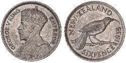 1 Sixpence Nueva Zelanda  Jorge V (1865-1936)