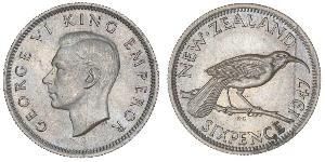 1 Sixpence Nueva Zelanda  Jorge VI (1895-1952)