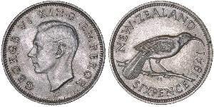 1 Sixpence Nueva Zelanda  Jorge VI (1895-1952)