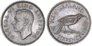 1 Sixpence Nueva Zelanda  Jorge VI (1895-1952)
