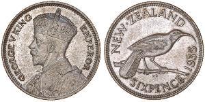 1 Sixpence Nuova Zelanda  Giorgio V (1865-1936)