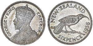 1 Sixpence 新西兰  乔治五世  (1865-1936)