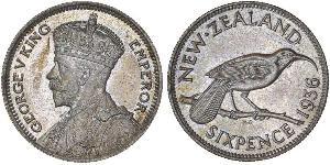 1 Sixpence 新西兰  乔治五世  (1865-1936)