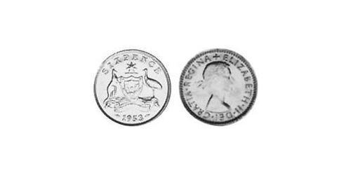 1 Sixpence 澳大利亚 銀 伊丽莎白二世 (1926-2022)