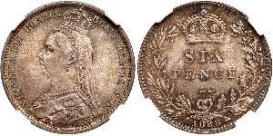 1 Sixpence / 6 Penny Royaume-Uni de Grande-Bretagne et d