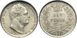 1 Sixpence / 6 Penny Regno Unito di Gran Bretagna e Irlanda (1801-1922) Argento Guglielmo IV (1765-1837)