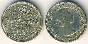 1 Sixpence / 6 Penny Vereinigtes Königreich (1922-) Kupfer/Nickel Elizabeth II (1926-2022)