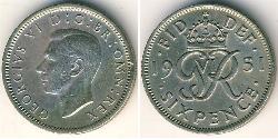 1 Sixpence / 6 Penny Reino Unido (1922-) Níquel/Cobre Jorge V (1865-1936)