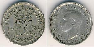 1 Sixpence / 6 Penny Reino Unido (1922-) Plata Jorge VI (1895-1952)