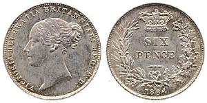 1 Sixpence / 6 Penny Reino Unido de Gran Bretaña e Irlanda (1801-1922) Plata Victoria (1819 - 1901)
