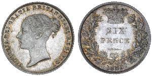 1 Sixpence / 6 Penny Reino Unido de Gran Bretaña e Irlanda (1801-1922) Plata Victoria (1819 - 1901)