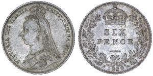 1 Sixpence / 6 Penny Reino Unido de Gran Bretaña e Irlanda (1801-1922) Plata Victoria (1819 - 1901)