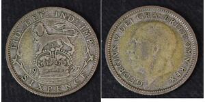 1 Sixpence / 6 Penny Reino Unido de Gran Bretaña e Irlanda (1801-1922) Plata Jorge V (1865-1936)