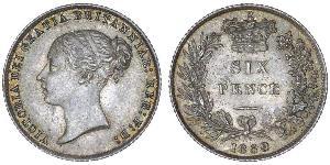 1 Sixpence / 6 Penny Reino Unido de Gran Bretaña e Irlanda (1801-1922) Plata Victoria (1819 - 1901)