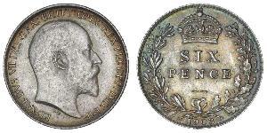 1 Sixpence / 6 Penny Reino Unido de Gran Bretaña e Irlanda (1801-1922) Plata Eduardo VII (1841-1910)