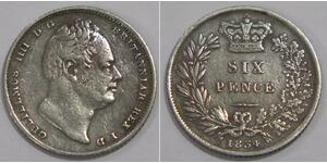1 Sixpence / 6 Penny Reino Unido de Gran Bretaña e Irlanda (1801-1922) Plata Guillermo IV (1765-1837)