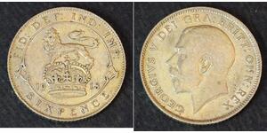 1 Sixpence / 6 Penny Reino Unido de Gran Bretaña e Irlanda (1801-1922) Plata Jorge V (1865-1936)