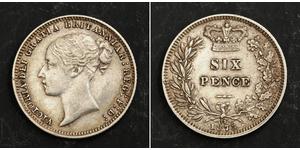 1 Sixpence / 6 Penny Reino Unido de Gran Bretaña e Irlanda (1801-1922) Plata Victoria (1819 - 1901)