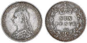 1 Sixpence / 6 Penny Reino Unido de Gran Bretaña e Irlanda (1801-1922) Plata Victoria (1819 - 1901)