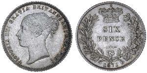 1 Sixpence / 6 Penny Reino Unido de Gran Bretaña e Irlanda (1801-1922) Plata Victoria (1819 - 1901)