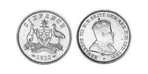 1 Sixpence / 6 Penny Australien (1788 - 1939) Silber Eduard VII (1841-1910)