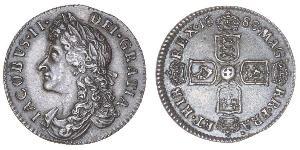 1 Sixpence / 6 Penny Königreich England (927-1649,1660-1707) Silber Jakob II (1633-1701)