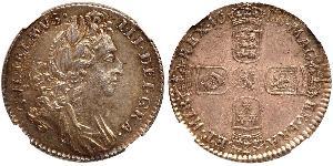 1 Sixpence / 6 Penny Königreich England (927-1649,1660-1707) Silber Wilhelm III (1650-1702)