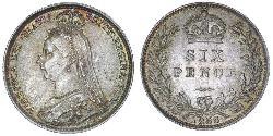 1 Sixpence / 6 Penny Vereinigtes Königreich von Großbritannien und Irland (1801-1922) Silber Victoria (1819 - 1901)