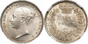 1 Sixpence / 6 Penny Vereinigtes Königreich von Großbritannien und Irland (1801-1922) Silber Victoria (1819 - 1901)