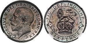 1 Sixpence / 6 Penny Vereinigtes Königreich von Großbritannien und Irland (1801-1922) Silber George V (1865-1936)