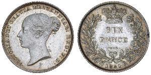 1 Sixpence / 6 Penny Vereinigtes Königreich von Großbritannien und Irland (1801-1922) Silber Victoria (1819 - 1901)