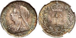 1 Sixpence / 6 Penny Vereinigtes Königreich von Großbritannien und Irland (1801-1922) Silber Victoria (1819 - 1901)