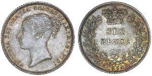 1 Sixpence / 6 Penny Vereinigtes Königreich von Großbritannien und Irland (1801-1922) Silber Victoria (1819 - 1901)