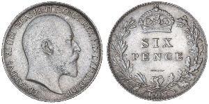1 Sixpence / 6 Penny Vereinigtes Königreich von Großbritannien und Irland (1801-1922) Silber Eduard VII (1841-1910)