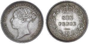 1 Sixpence / 6 Penny Vereinigtes Königreich von Großbritannien und Irland (1801-1922) Silber Victoria (1819 - 1901)