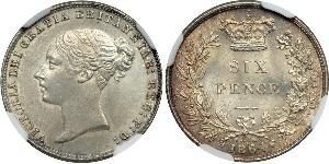1 Sixpence / 6 Penny Vereinigtes Königreich von Großbritannien und Irland (1801-1922) Silber Victoria (1819 - 1901)